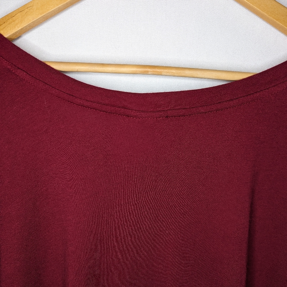 Torrid Heritage Slub V Neck Striped Maroon Football 3/4 Sleeves Tee - Picture 8 of 11